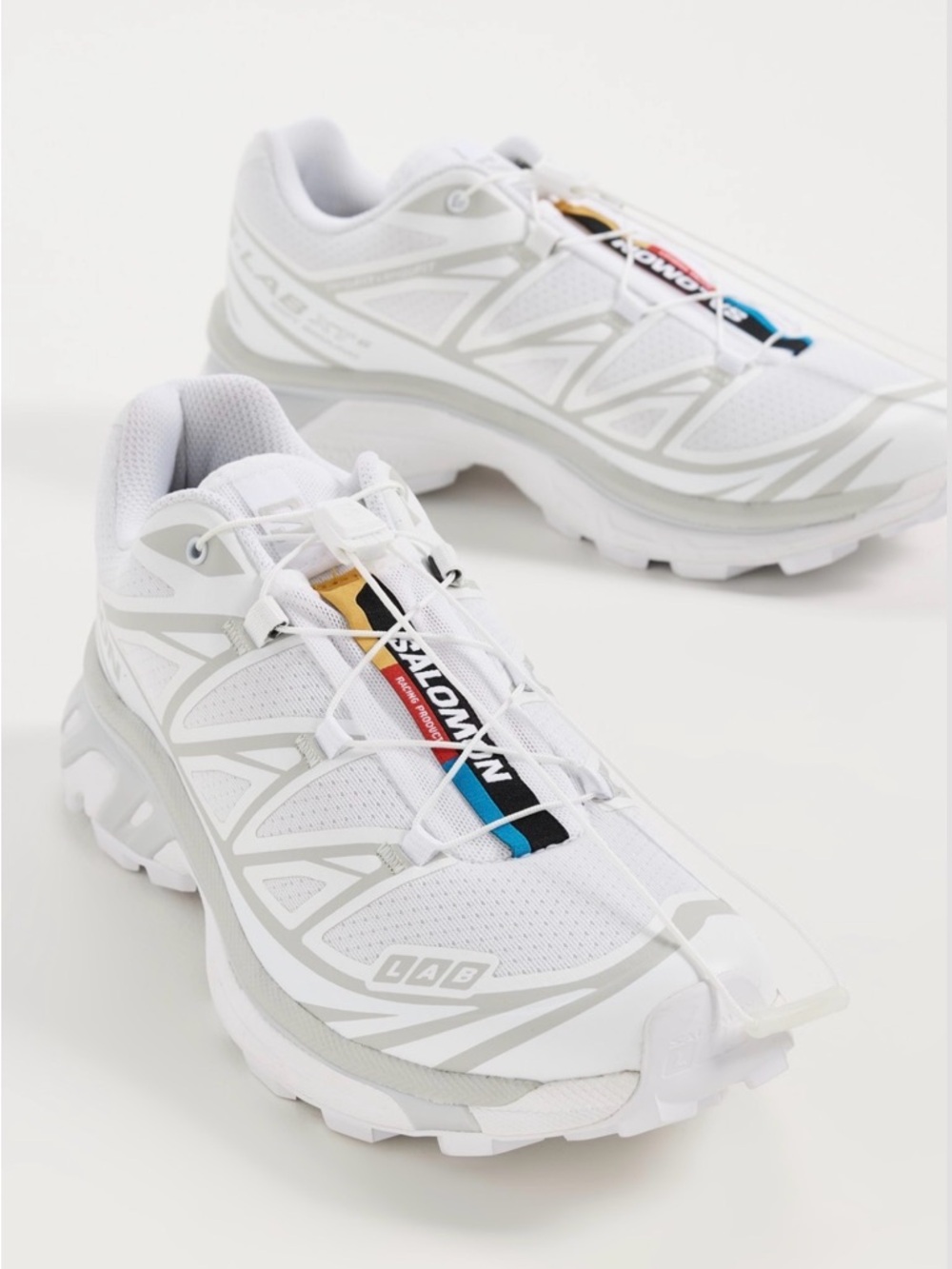 Salomon White Mesh Low-Profile Running Shoes